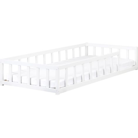 Cama de suelo infantil de madera de pino con somier de láminas blanco 90 x 200 cm Meymac