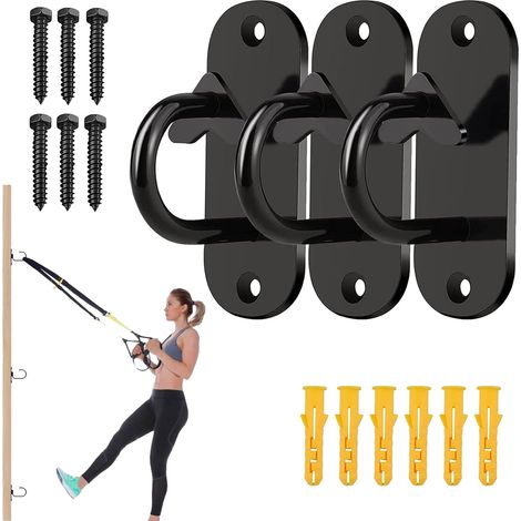 Suspension d'ancrage Sangles 3pcs, Équipement de Sport de Fixation, Mur de Montage Au Plafond Support d'ancrage Crochet Corde d'escalade Swing Sandbag, pour Fitness, Yoga, Swing, Bataille Cordes (1/5)