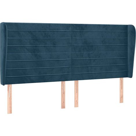 Maison Exclusive - Testiera ad Orecchio Blu Scuro 203x23x118/128 cm in Velluto