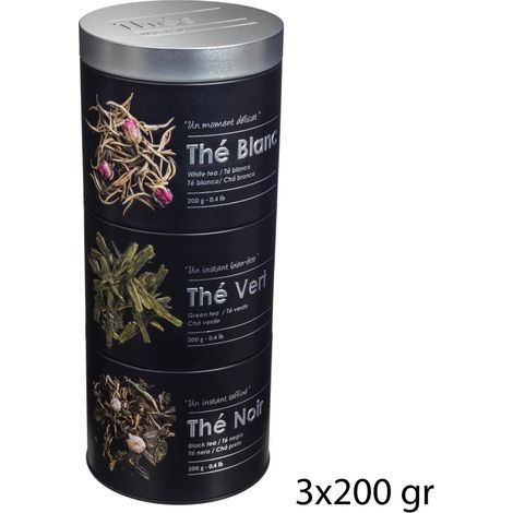 Teedose mit 3 fächern aus metall black edition schwarz - 5five