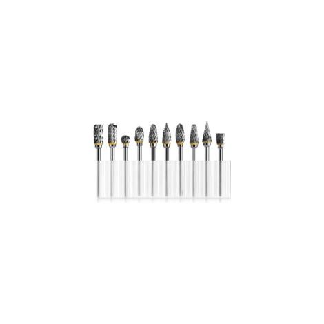 Houhence – Juego de 10 fresas rotativas de acero de carburo de tungsteno – Vástago de 3 mm – Diámetro de corte de 6 mm – Para tallado de madera y pulido de metales – Crezuo