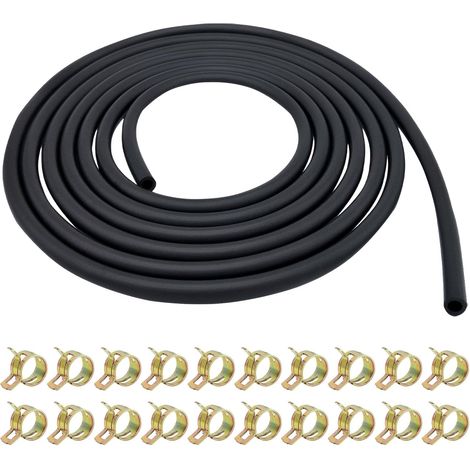 5mm Fuel Line Hose,3/16" ID Fuel Line Set 2.4m Fuel Pipe with 20 Hose Clamps Rubber Gas Tube for Honda Kawasaki Kohler Briggs Stratton Champion Generac Small Engines Mini Bike Motorcycle Generators