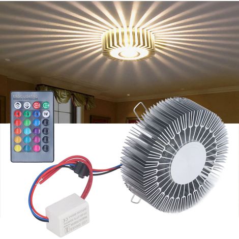 Plafonnier encastré LED 3W avec télécommande RGB, profilé en aluminium, lumière tournesol sept couleurs pour chambre, chevet, salon et couloir. (1/5)