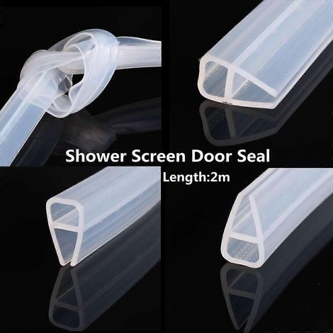 Joint d'étanchéité en silicone de 2 m pour paroi de douche, bande coulissante en caoutchouc plastique pour porte et fenêtre de salle de bain, accessoires de fixation pour vitres de 6/8 mm (1/2)