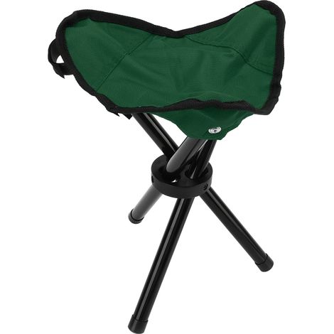 Tabouret trépied de camping portable, pliable et léger, idéal pour la randonnée, la chasse, la pêche et les voyages (vert). (1/5)