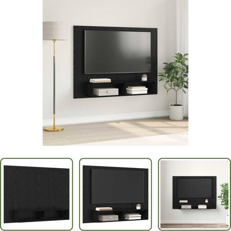 Meuble tv - Ensemble meuble TV Montage mural Chêne noir 120 x 23,5 x 90 cm (1/5)