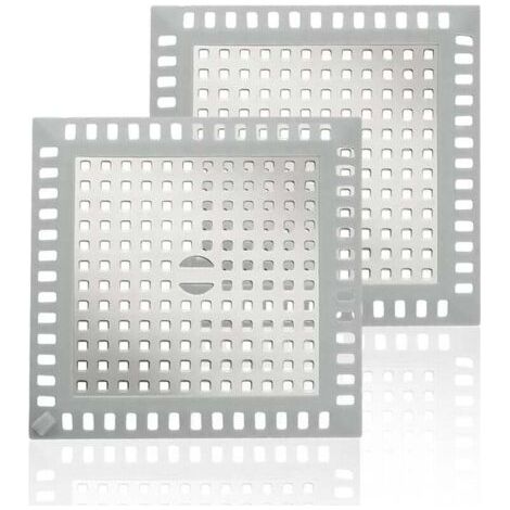 Lot de 2 Attrape Cheveux Douche, Protection de Drain Filtre Evier, Grilles carrées pour bonde de Douche en Acier Inoxydable, Universel Filtre à Cheveux pour Salle de Bain, Baignoire, Cuisine (