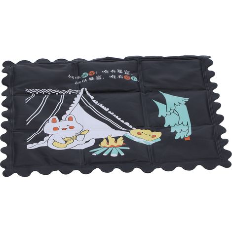 Tapis rafraîchissant, propre et hygiénique, respirant, coussin de siège à motif dessin animé pour l'été, maison ou dortoir, noir (1/5)