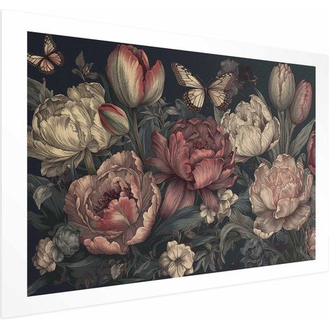 Poster – Blumen auf türkisfarbenem Hintergrund (1/4)