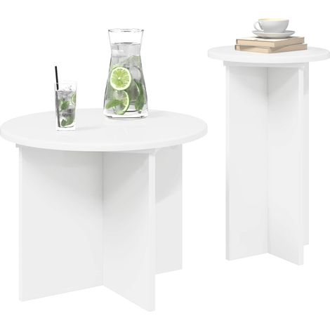Maison Exclusive - Set tavolini 2 pcs Bianco Legno ingegnerizzato