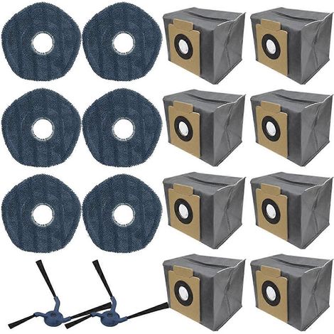 Kit de pièces de rechange pour aspirateur robot Omni X10 Pro : 8 sacs à poussière, 6 lingettes de nettoyage, 2 brosses latérales. (1/5)