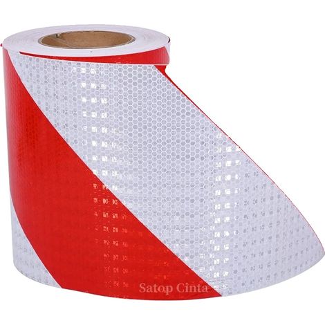 Cinta adhesiva reflectante, impermeable y de alta reflectividad, rojo-blanco, 20 cm - R (1/2)