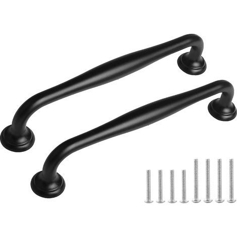 12 schwarze Schrankgriffe im Vintage-Stil für Schubladen, Kommodengriffe, gebogene Bogentürgriffe (12, Mittelloch 128 mm) (1/5)