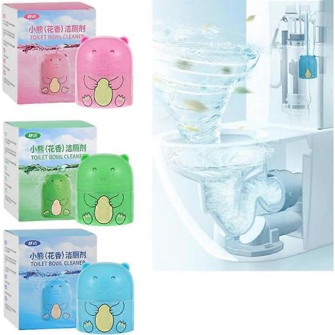 Lot de 3 flacons nettoyants magiques pour toilettes en forme d'ours mignon, nettoyant automatique longue durée (1/4)