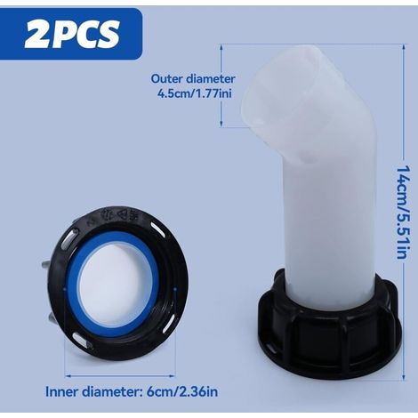2 PCS Bec de Vidange avec Ecrou IBC, Buse de Réservoir d'eau Raccord S60x6 de RéServoir Buse Bouchon de Valve Valve Filetage IntéRieur Pour Réservoirs D'eau IBC