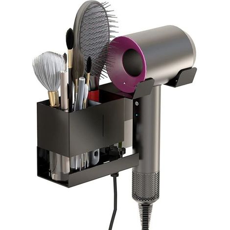 Wall Mount Hair Dryer Holder Metal Hair Dryer Holder for Dyson Supersonic Hair Dryer Universal Black