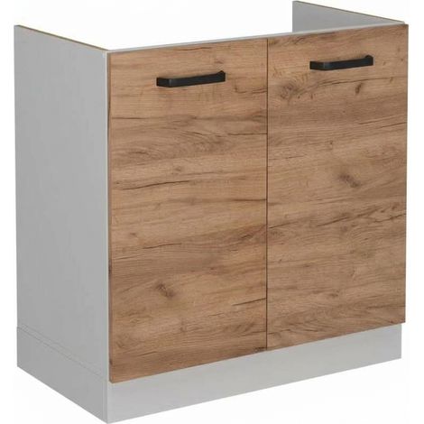 Meuble bas sous-évier R-Line, Chêne de force doré, 80cm sans PT, Vicco