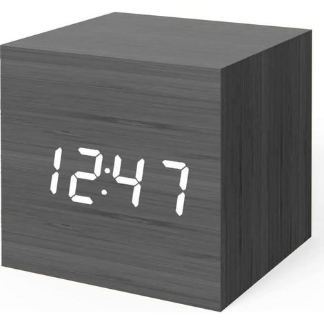 Réveil numérique, mini réveil de bureau moderne en forme de cube avec lumière LED (1/4)