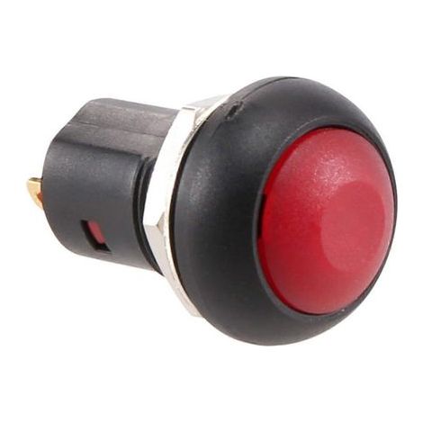 Interrupteur à bouton-poussoir étanche marche/arrêt SPST 2A IP67, rouge, 12 mm, à verrouillage, 2 A (1/5)