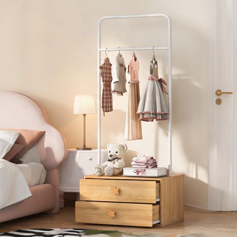 Commode coloris natural bois en MDF 70 x 55 x 168 cm (1/5)