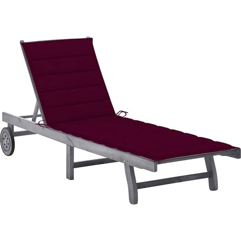 Bain de soleil avec coussin Chaise de jardin - Transat de jardin Gris Bois d'acacia solide BV650791 - BonneVie (1/5)