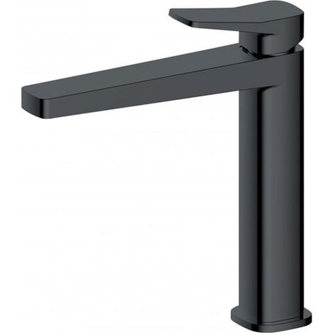 RAK Petit Square Matt Black Mid Height Basin Mixer Tap - RAKPES3016B (1/2)