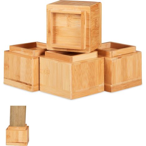 Set mit 4 Möbelfüßen, ca. 8,5 cm, für Tische und andere Möbel, 10 x 11,5 x 11,5 cm, Natur