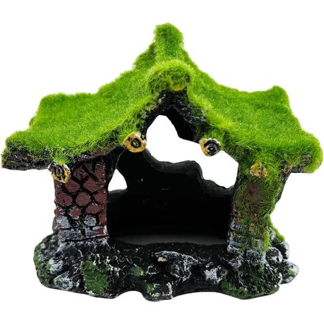 Acquario in resina per decorazione domestica - Nascondiglio cavo con muschio - Piccolo rifugio per pesci Betta e gamberetti (1/5)