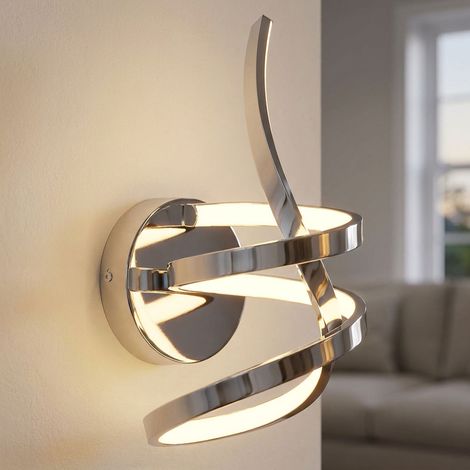 Lampada da parete a LED Lampada da corridoio cromo opale lampada da soggiorno tornita, metallo alluminio, 18W 900lm bianco caldo, LxH 16x35 cm