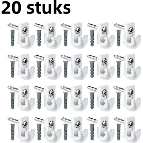 Crochets pour guirlandes lumineuses (20 pièces) - Crochets à visser en plastique pour guirlandes lumineuses, crochets pour (1/5)