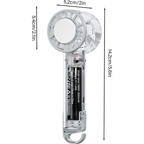 Ventilatore Portatile Ricaricabile USB-C – 3 Velocità, Design Trasparente Elegante con Gancio – Ideale per Ufficio, Casa e Outdoor (1/4)