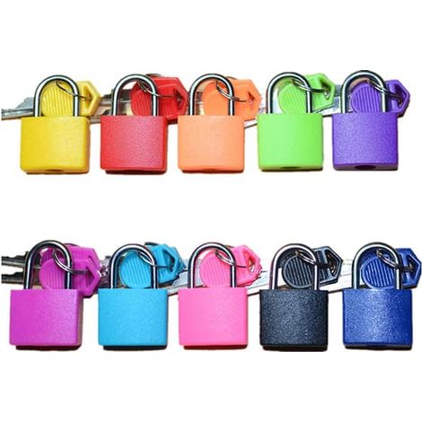 Lot de 10 petits cadenas colorés, mini-coffre-fort avec clé, cadenas en métal multicolores avec clés pour salle de sport scolaire (1/5)