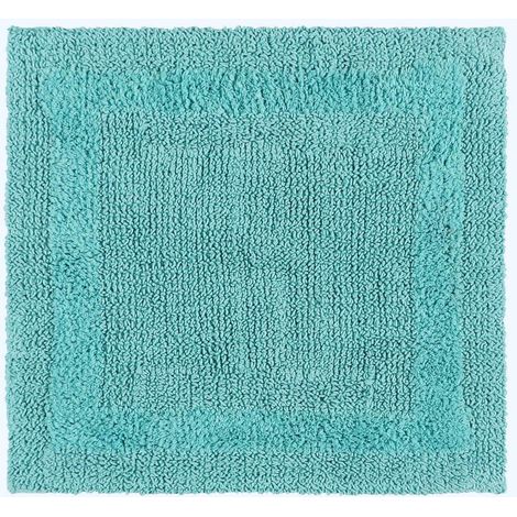 HOMESCAPES Tapis de douche en coton, 50 x 50 cm – Bleu aqua