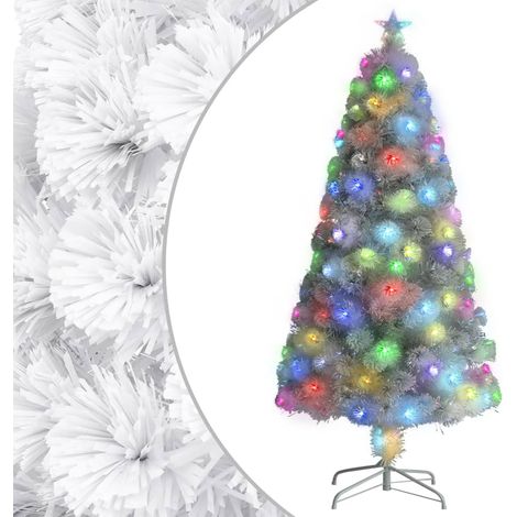 Árbol de Navidad artificial con luces fibra óptica blanco 120cm vidaXL