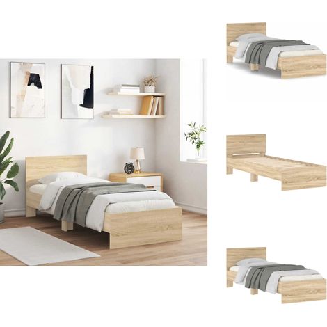 Cadre de lit sans matelas avec tête de lit 75x190 cm - Cadre De Lit - Lit Double - Lit Avec Têtedé Lit - Literie - Meuble Chambre (1/5)