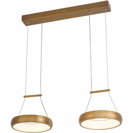Lampada sospensione LED Thea 12W oro, 2 anelli Reality