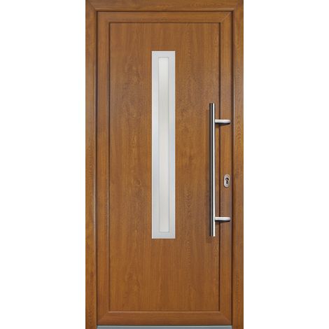Porte d'ingresso PVC JM SIGNUM ESCLUSIVO, mod. 70, golden oak a due lati, larghezza: 108cm, altezza: 200cm, senso di aperatura destra