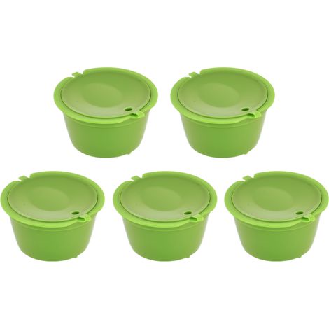 Lot de 5 capsules de café de 50 ml avec filtre à café réutilisable et cuillère pour machine à café DOLCE GUSTO, vert gazon (1/5)