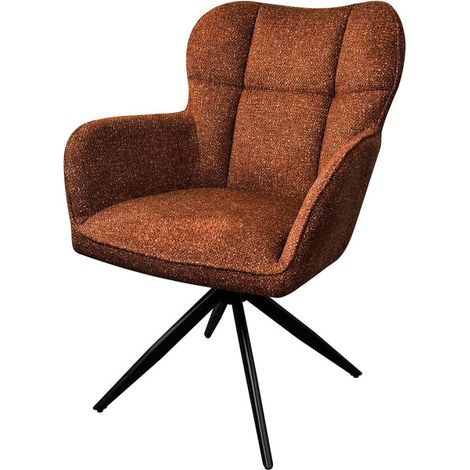 Fauteuil repas pivotant tissu chenille terracotta Malo Takasit (1/4)