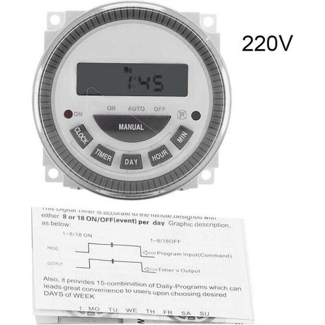 16A Minuterie Hebdomadaire Horloge Programmable Hebdomadaire Programmateur Interrupteur Relais avec Cache Anti-Poussière pour Appareils Ménagers Lampes Panneau d'Affichage (220V) (1/4)