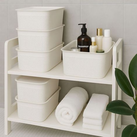 Boîtes de rangement empilables avec couvercle, lot de 6, ventilées