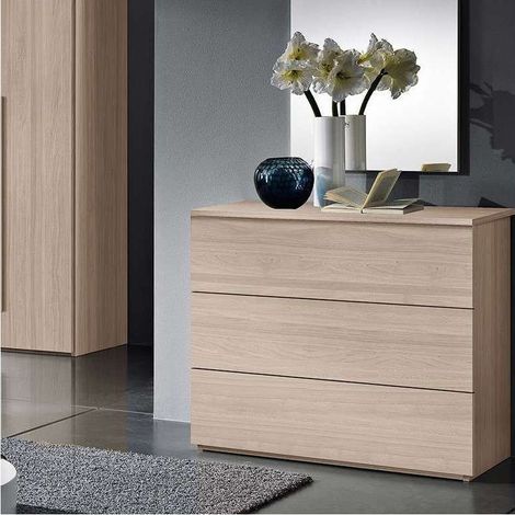 Mcs Mobili Comò Easy Olmo 3 Cassetti Push-Pull 90x79x46 cm