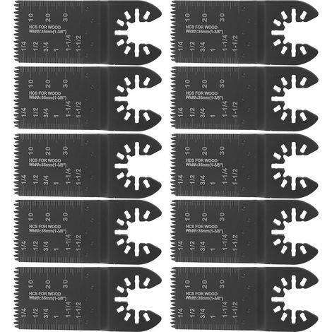GARRYFIZH Ensemble d'outils multifonctions oscillants de 10 pièces avec lame de scie en acier à haute teneur en carbone de 35 mm et dents grossières