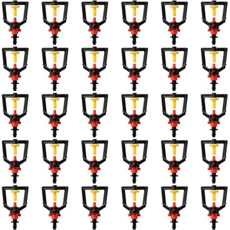 30 Pièces Micro Arroseur Buse, 360 Degrés Buses D'atomisation, Refraction Micro Buse, Suspendu Irrigation Arroseur avec Connecteur Barb, pour Pelouses Jardins (1/4)