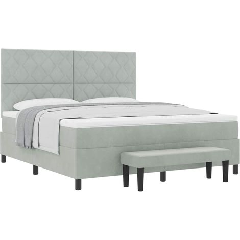 Maison Exclusive - Letto a molle con testiera Grigio chiaro 200 x 180 cm Velluto (1/5)