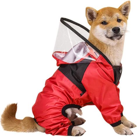 Imperméable pour chien de compagnie rouge XS, imperméable, avec chapeau transparent, fournitures pour animaux de compagnie