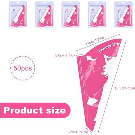 Urinoir pour Femmes, 50 Pièces de Pisse Debout Femme Jetable, Papier Pipi Debout Femme, Portable Urinoir pour Pliable, pour Femmes Enceintes, Patients et Activités de Plein Air (1/5)