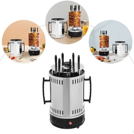 Rôtissoire électrique verticale 1000W, barbecue rotatif électrique, 6 brochettes, design sans fumée, parfait pour cuisine maison et extérieur (1/5)