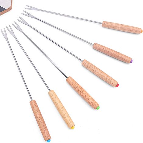 6-piece Eva light wood fondue forks