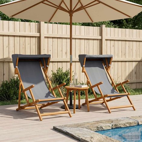 vidaXL Silla de terraza 2 pcs 3 Posición Madera de Eucalipto Maciza (1/5)